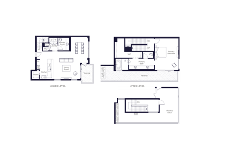 Floor plan for 1 bed, 1.5 baths, 2052 sqft